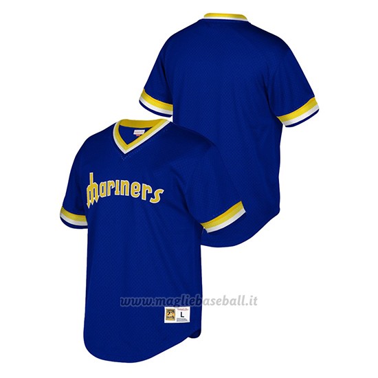 Maglia Baseball Uomo Seattle Mariners Cooperstown Collection Mesh Wordmark V-neck Blu